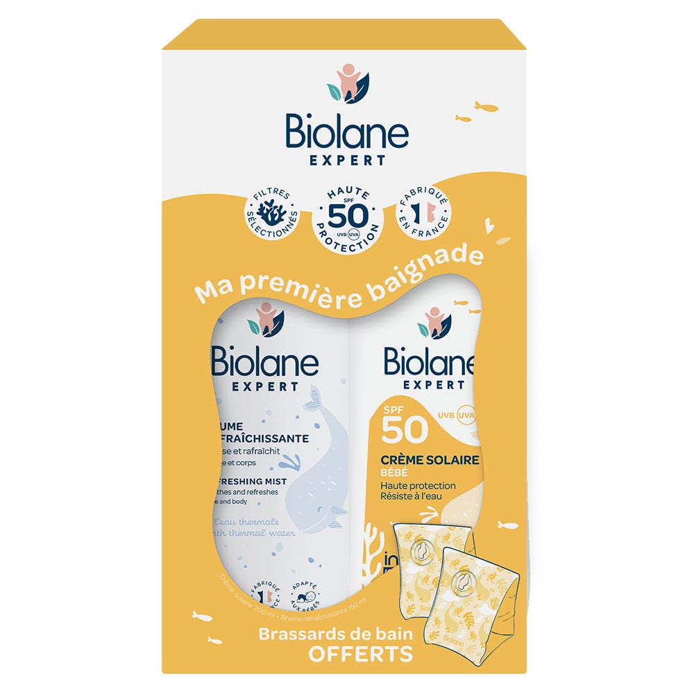Biolane Esperto La mia prima nuotata Crema Solare SPF50 + Nebbia rinfrescante