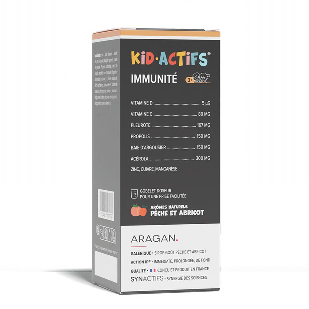 Aragan Synactifs KidActifs Sciroppo per la Difesa immunitaria Rafforzare il sistema immunitario 125 ml
