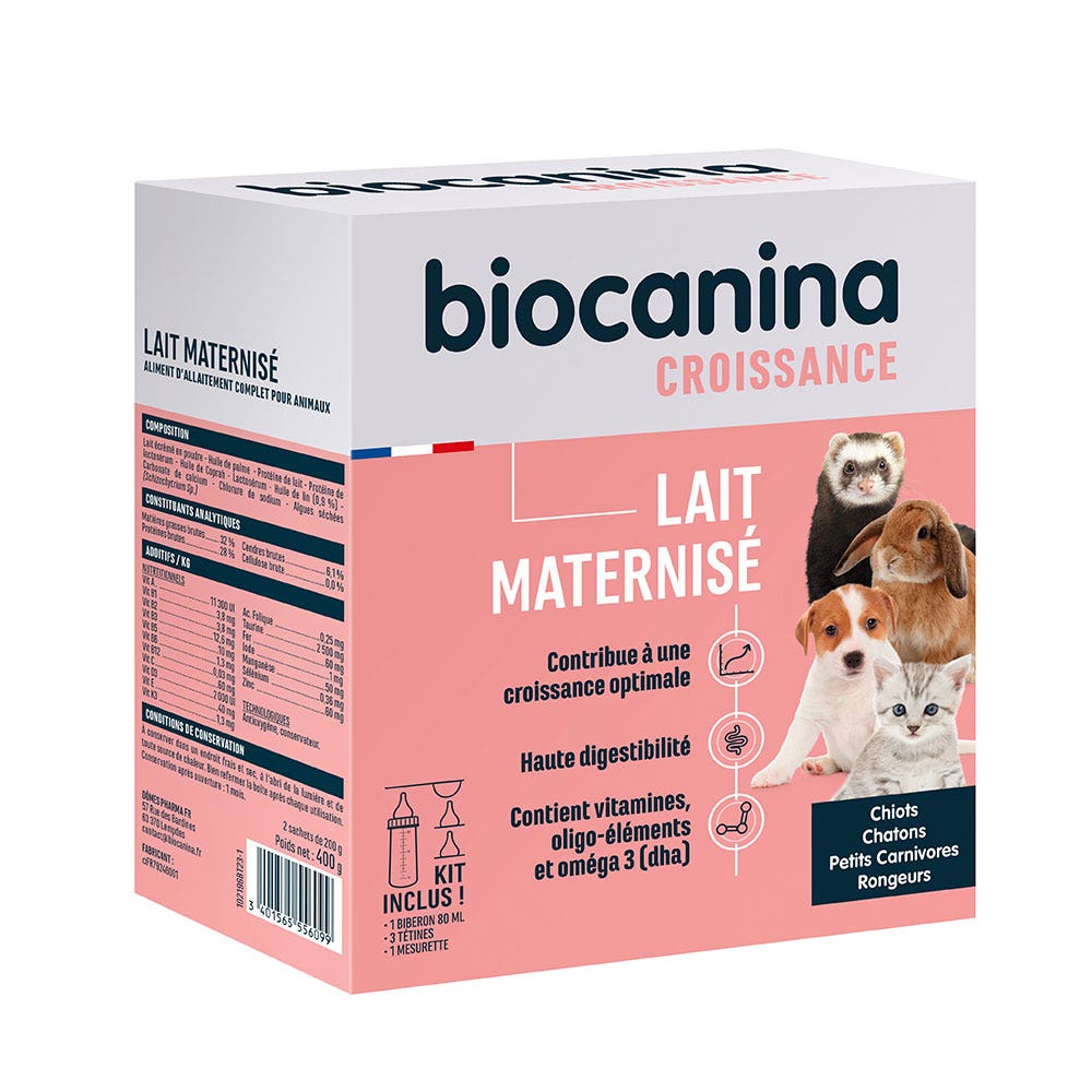 Biocanina Latte maternizzato per cuccioli, gattini, piccoli carnivori e roditori 400 g