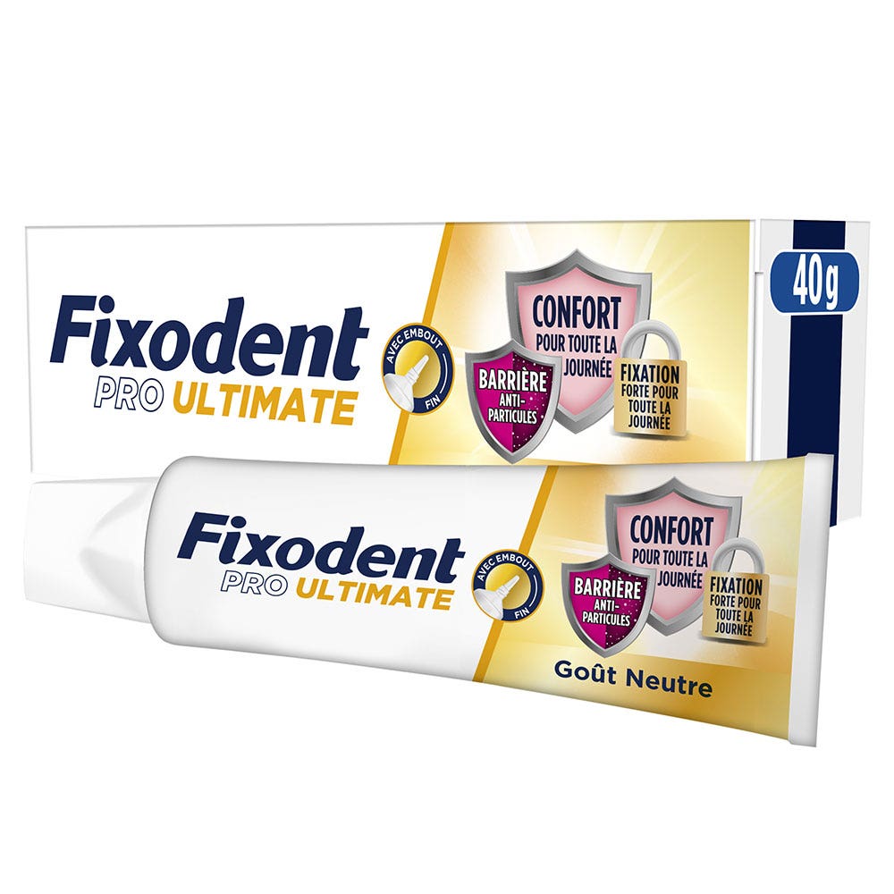 Fixodent Pro Ultimate Crema adesiva per protesi totali e parziali Gusto neutro 40 ml