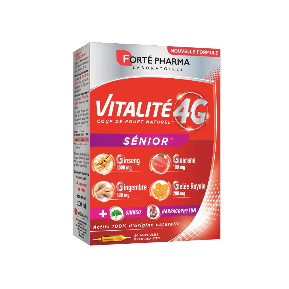 Forté Pharma Vitalité 4G Energizzante naturale per anziani con Ginseng e Ginkgo 20 fiale