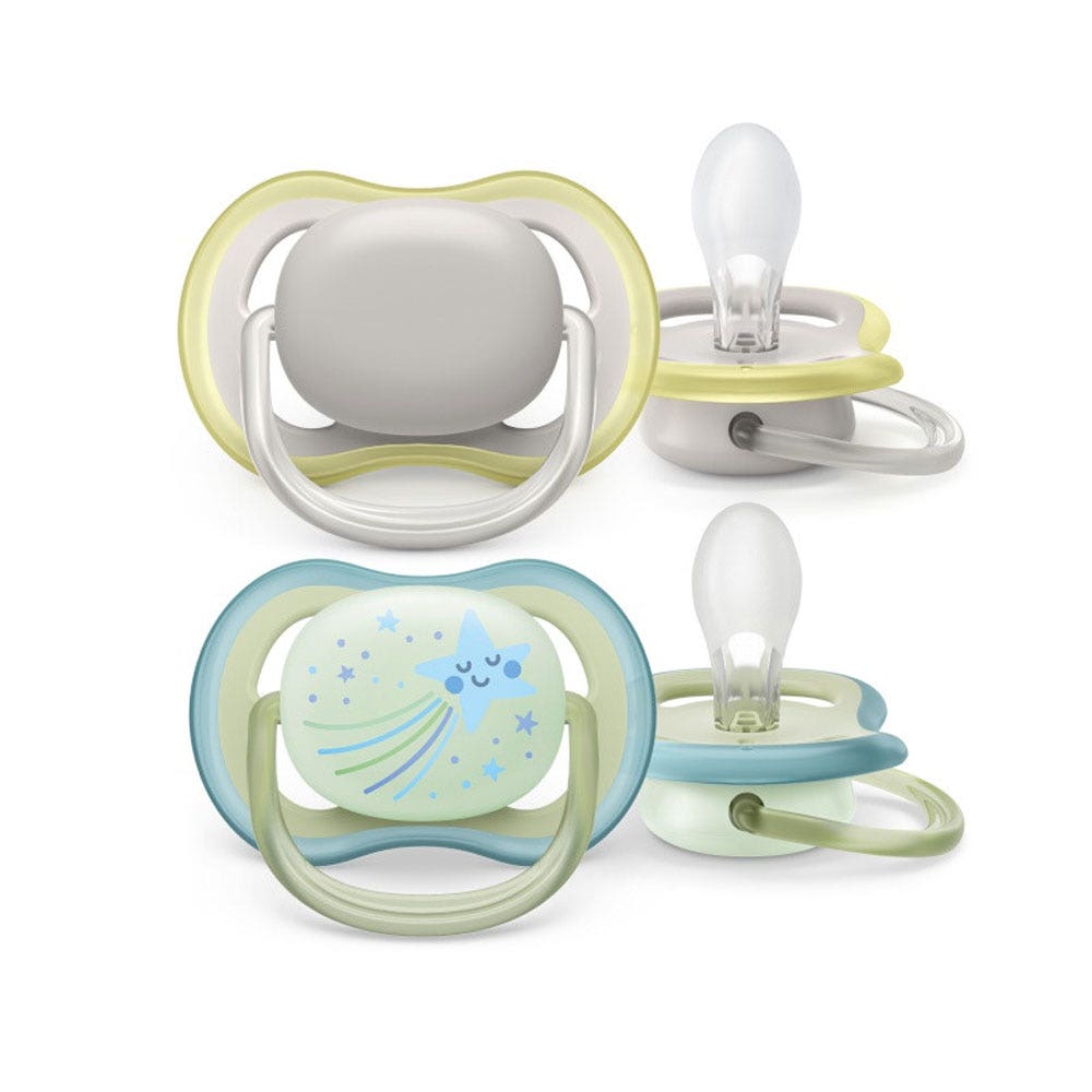 Avent Ultra Air Ciuccio ortodontico NightTime 0-6 mesi 2pz