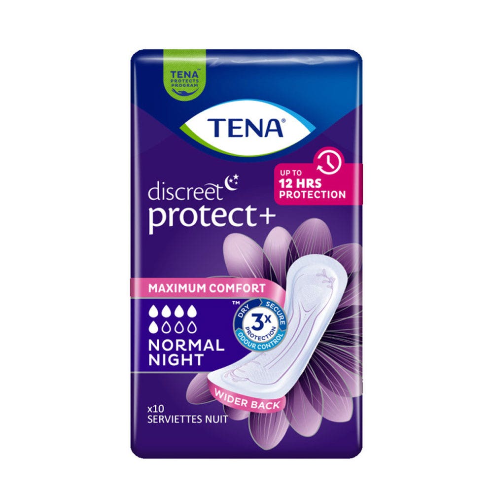 Tena Discreet Cuscinetti per la debolezza della vescica Notte normale x10