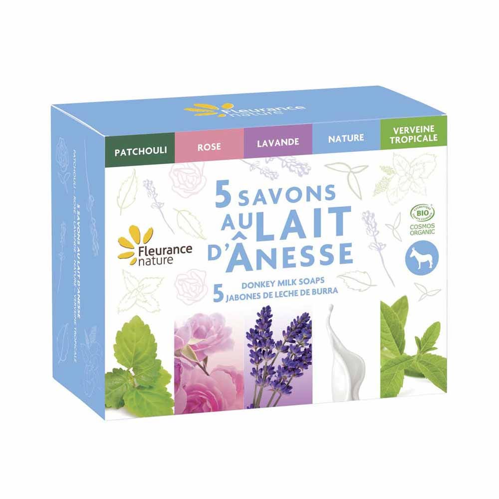 Fleurance Nature Cofanetto di 5 saponi al Latte d'Asina Bio 500ml