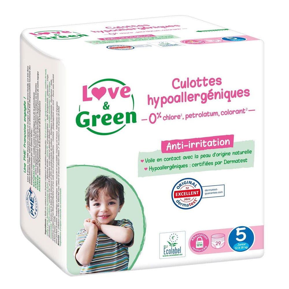 Love&Green Mutandine ipoallergeniche Taglia 5 Junior da 12 a 18 kg x29