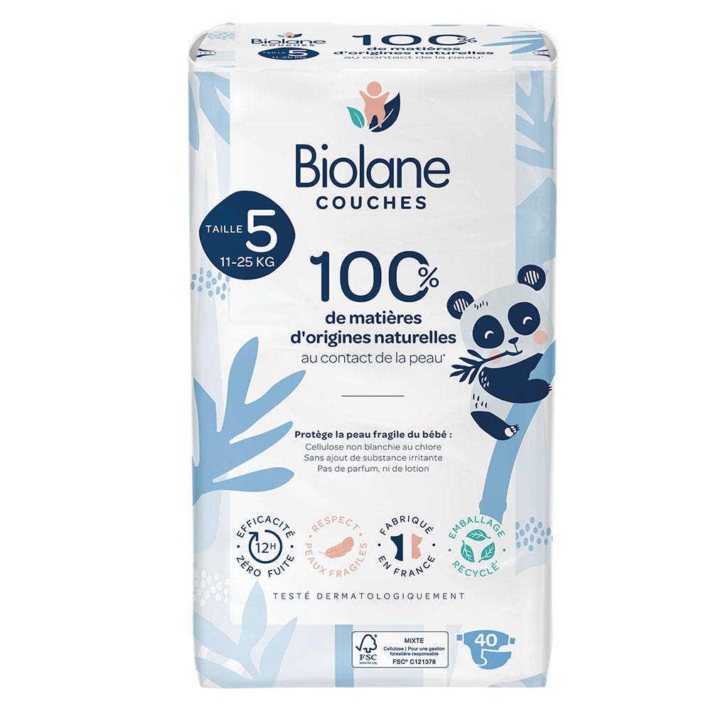 Biolane Naturali Pannolini ecologici Taglia 5 x40