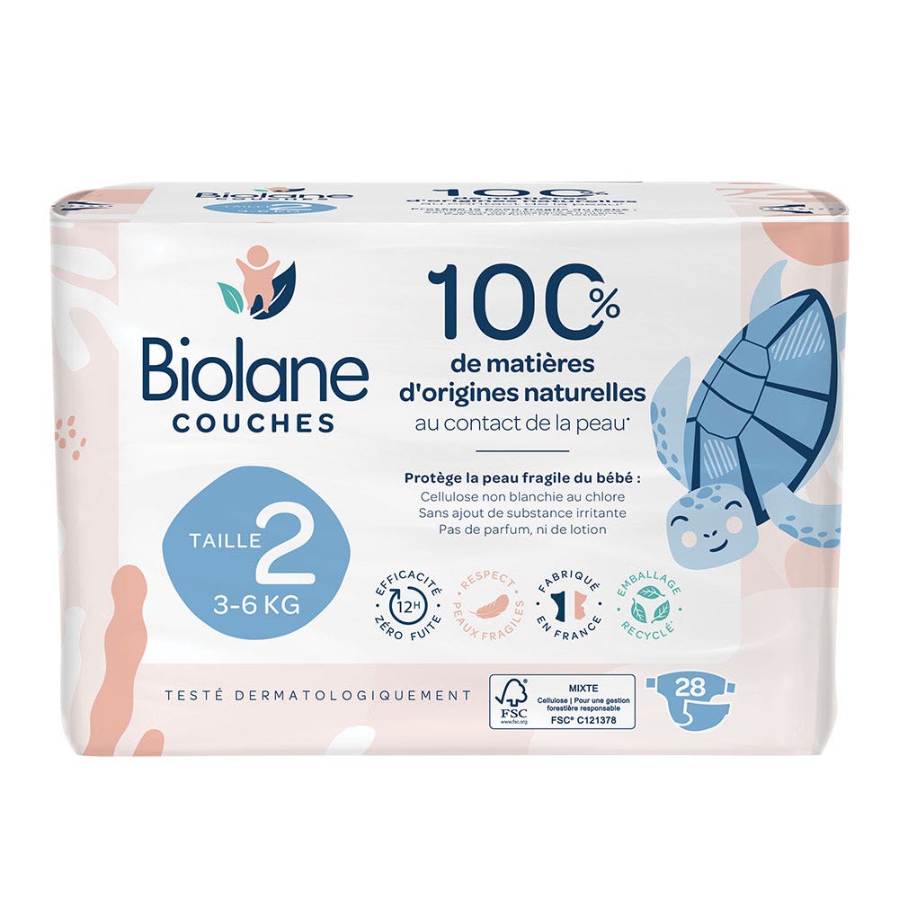 Biolane Naturali Pannolini ecologici taglia 2 nessuna perdita x28