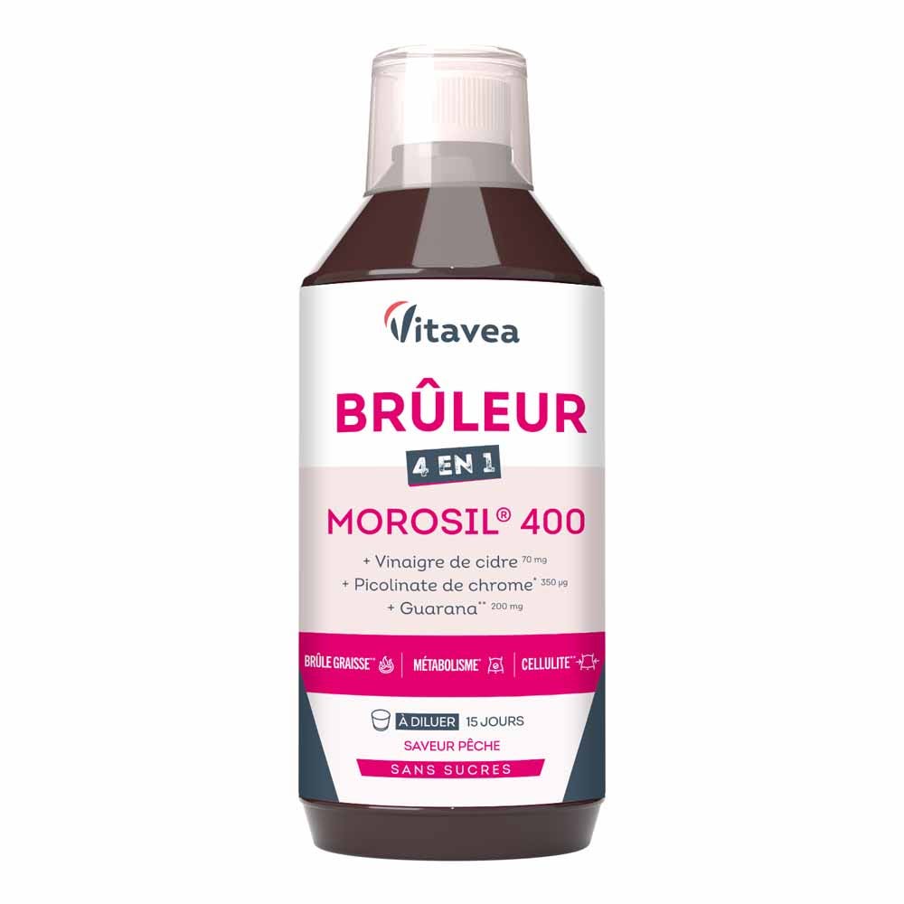 Vitavea Santé Bruciatore Morosil 4 in 1 Brucia grassi Cellulite Metabolismo Sapore di pesca 500ml