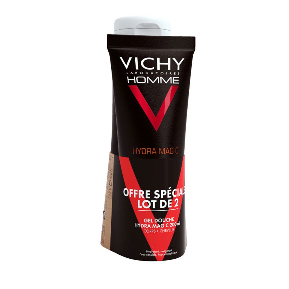 Vichy Gel doccia idratante energizzante Mag-C per corpo e capelli 2 x 200 ml