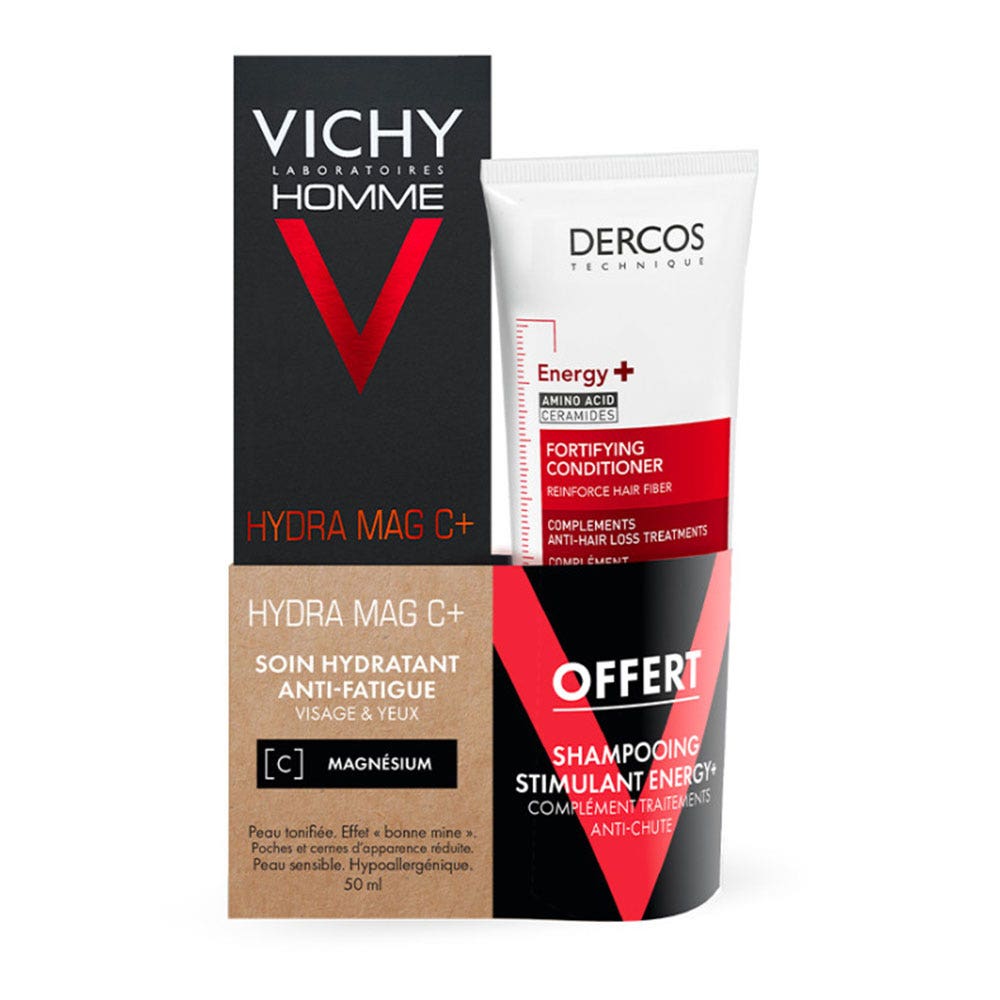 Vichy Uomo Cofanetto Hydra Mag C+ trattamento idratante + shampoo energizzante Energy+ 100 ml