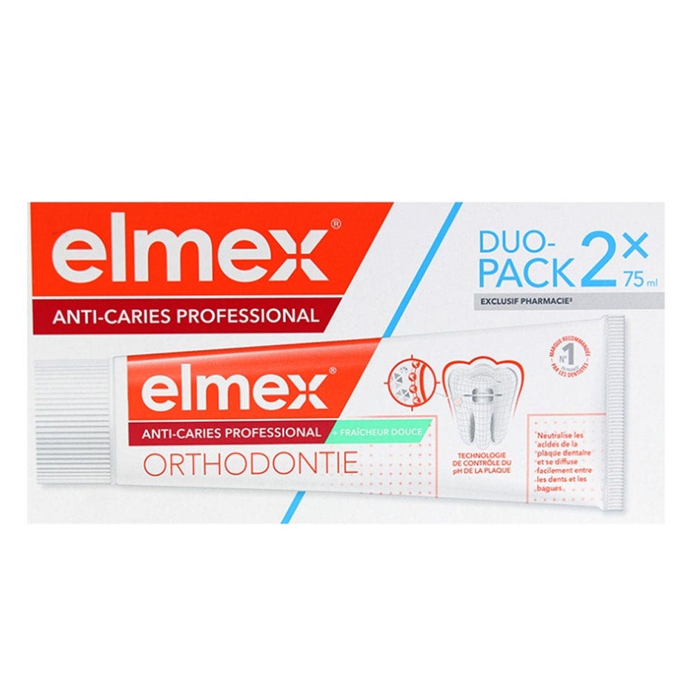 Elmex Protezione Carie Professional Dentifricio ortodontico Junior Gusto Menta 2x75ml
