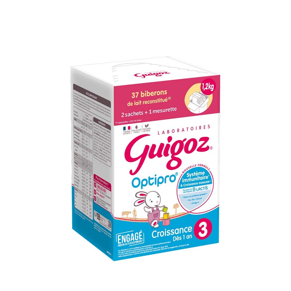 Guigoz Optipro Latte in polvere crescita 3 da 1 anno 2 bustine da 600 g + 1 misurino
