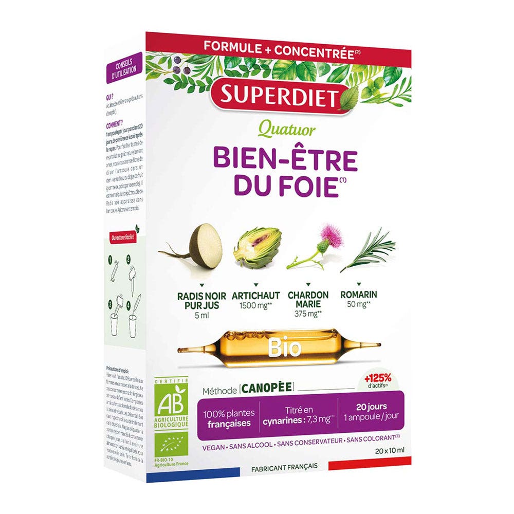 Superdiet Quatuor benessere del fegato bio 20 fiale