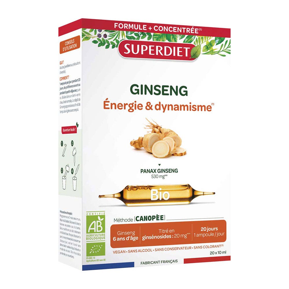 Superdiet Ginseng bio per energia e vitalità 20 fiale