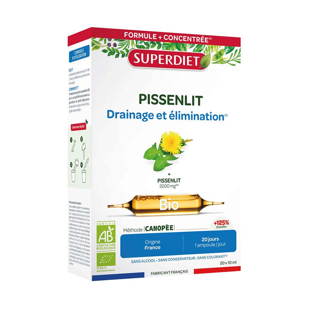 Superdiet Tarassaco Bio Eliminazione 20 Ampolle Drainage Et Élimination 15ml