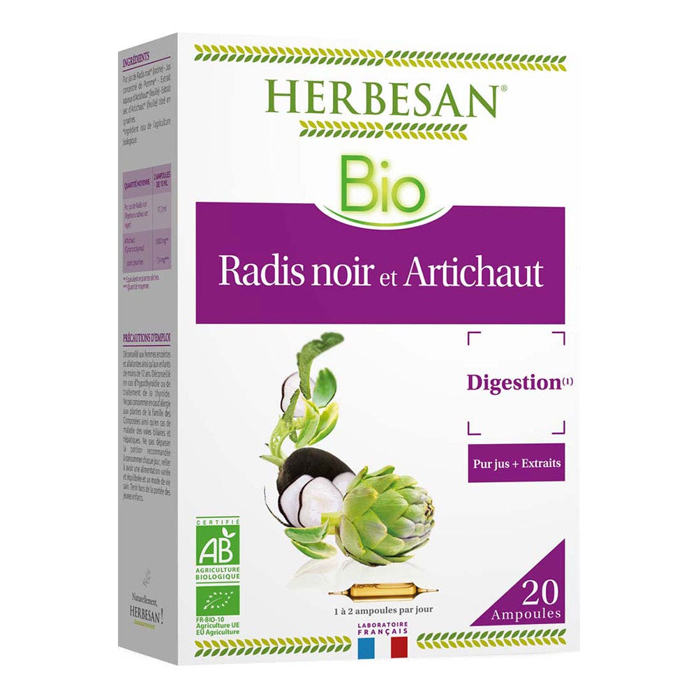 Herbesan Rafano nero e carciofo bio per la digestione 20 fiale