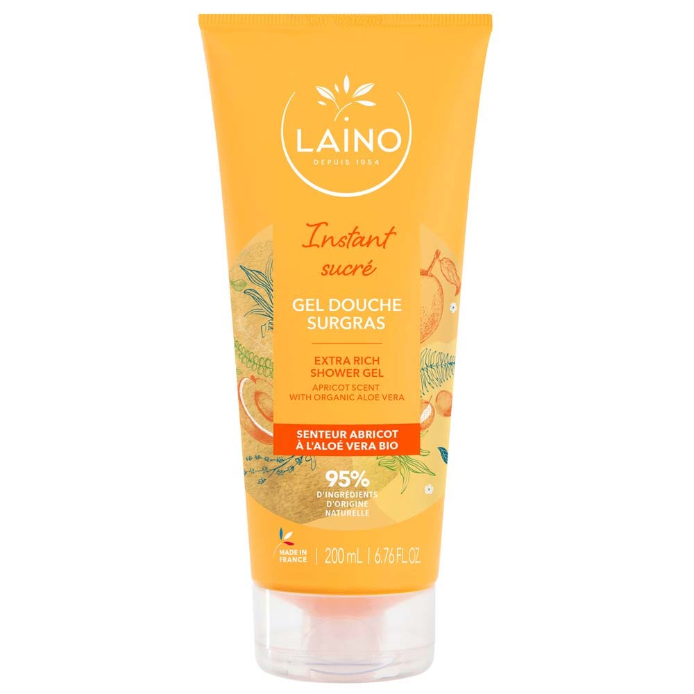 Laino Sugras Gel doccia idratante con aloe vera biologica all'albicocca 200 ml