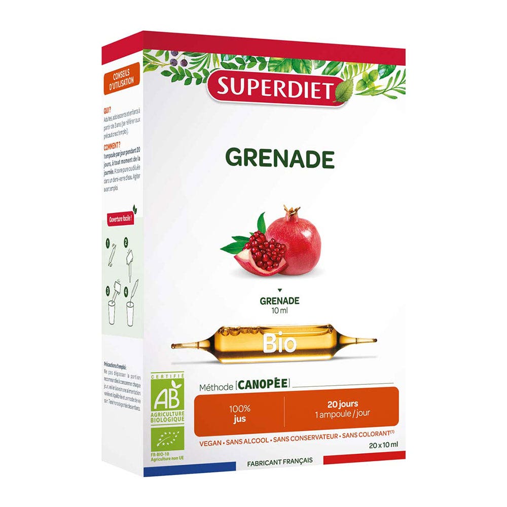Superdiet Melograno Bio Frutta Intera 20 Fiale 20 Ampoules 10ml