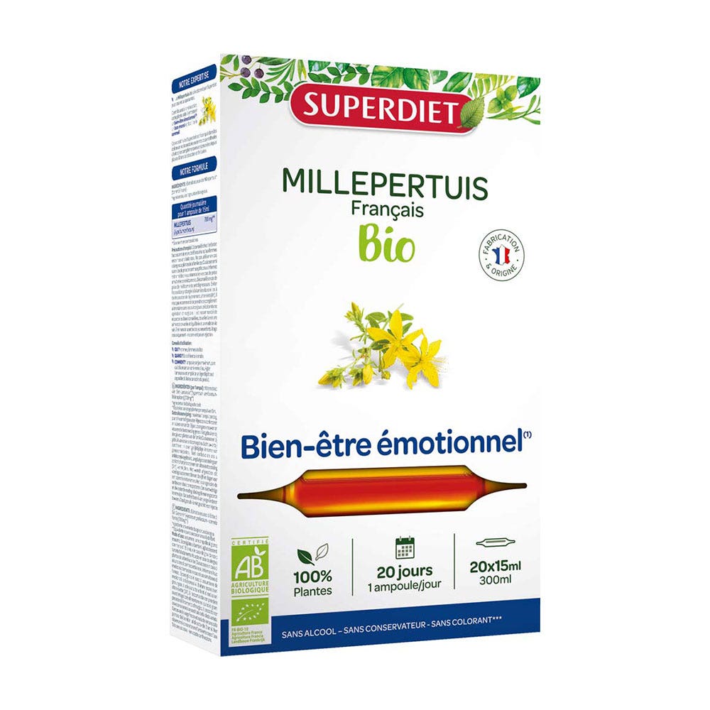 Superdiet Erba di San Giovanni biologica Buon Morale 20 Fiale Bien-Être Émotionnel 15 ml