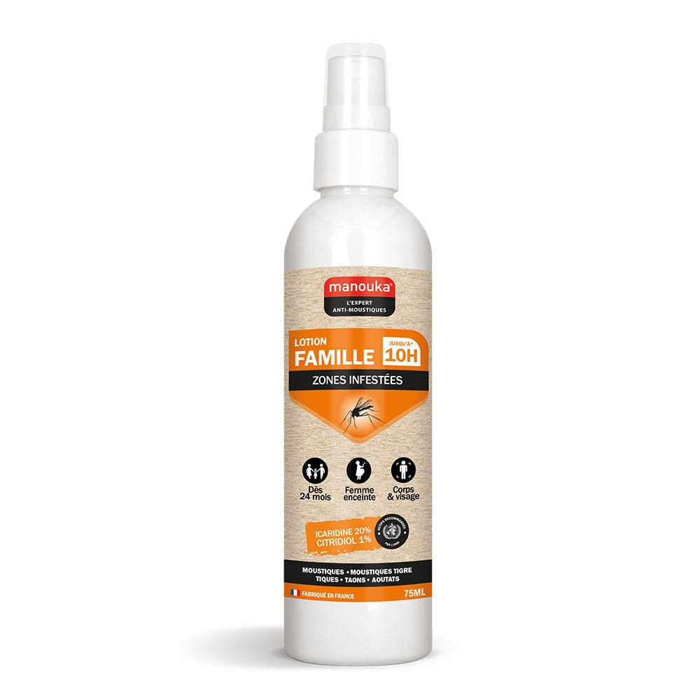 Manouka Spray repellente anti-zanzare lozione famiglia tutte le zone 75 ml