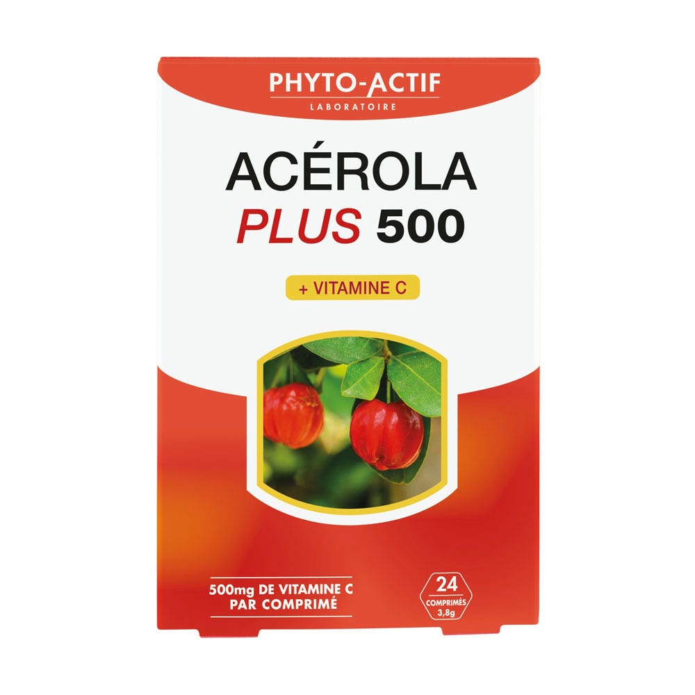 Phyto-Actif Acerola Plus 500 - Classe di prodotto: integratore alimentare + vitamina C 24 compresse