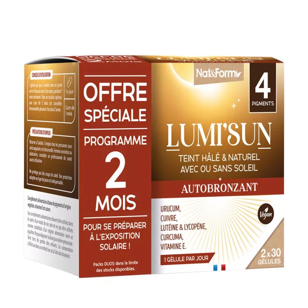 Nat&Form Lumi'Sun Autoabbronzante Halé et Naturel Complexion 2x30 capsule