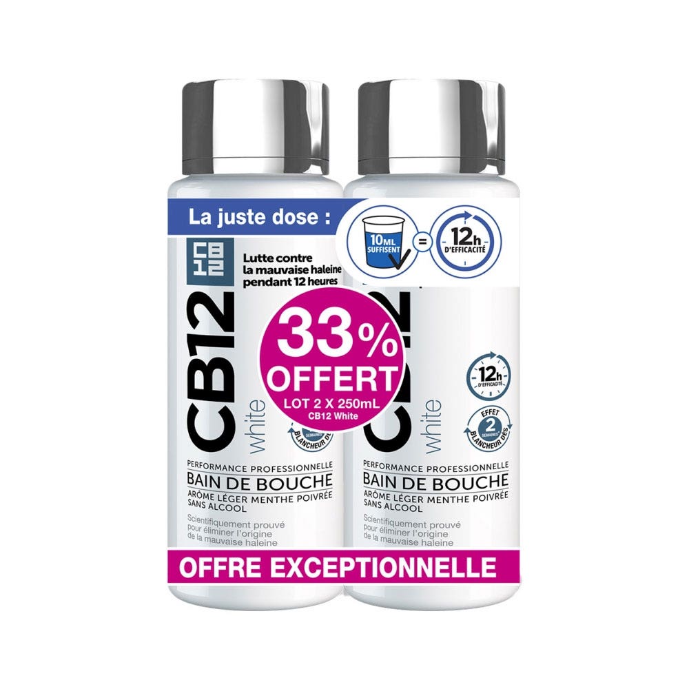 Cb12 Collutorio senza alcol al gusto leggero di menta peperita 2 x 250 ml