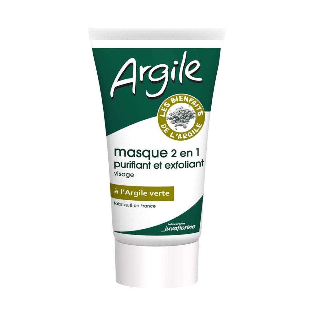 Juvaflorine Maschera viso 2 in 1 Argilla verde purificante ed esfoliante 70g