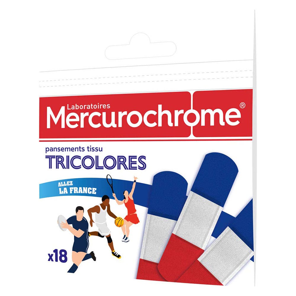 Mercurochrome Medicazioni in tessuto tricolore x18