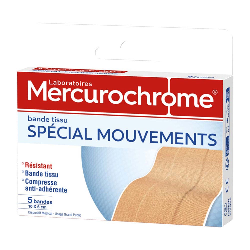 Mercurochrome Movimenti speciali Striscia di tessuto 10x6 cm 5 Bendaggi