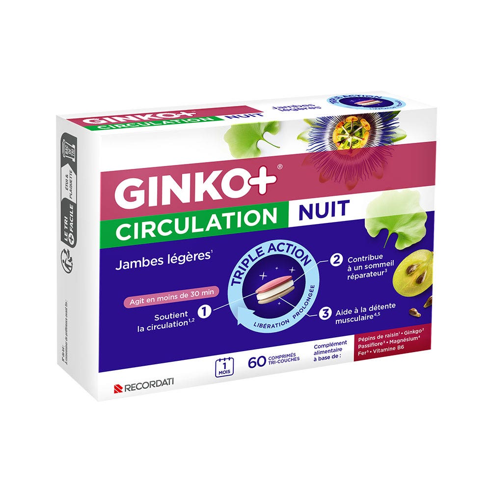 Ginko+ Circulazione notturna per gambe leggere 60 compresse