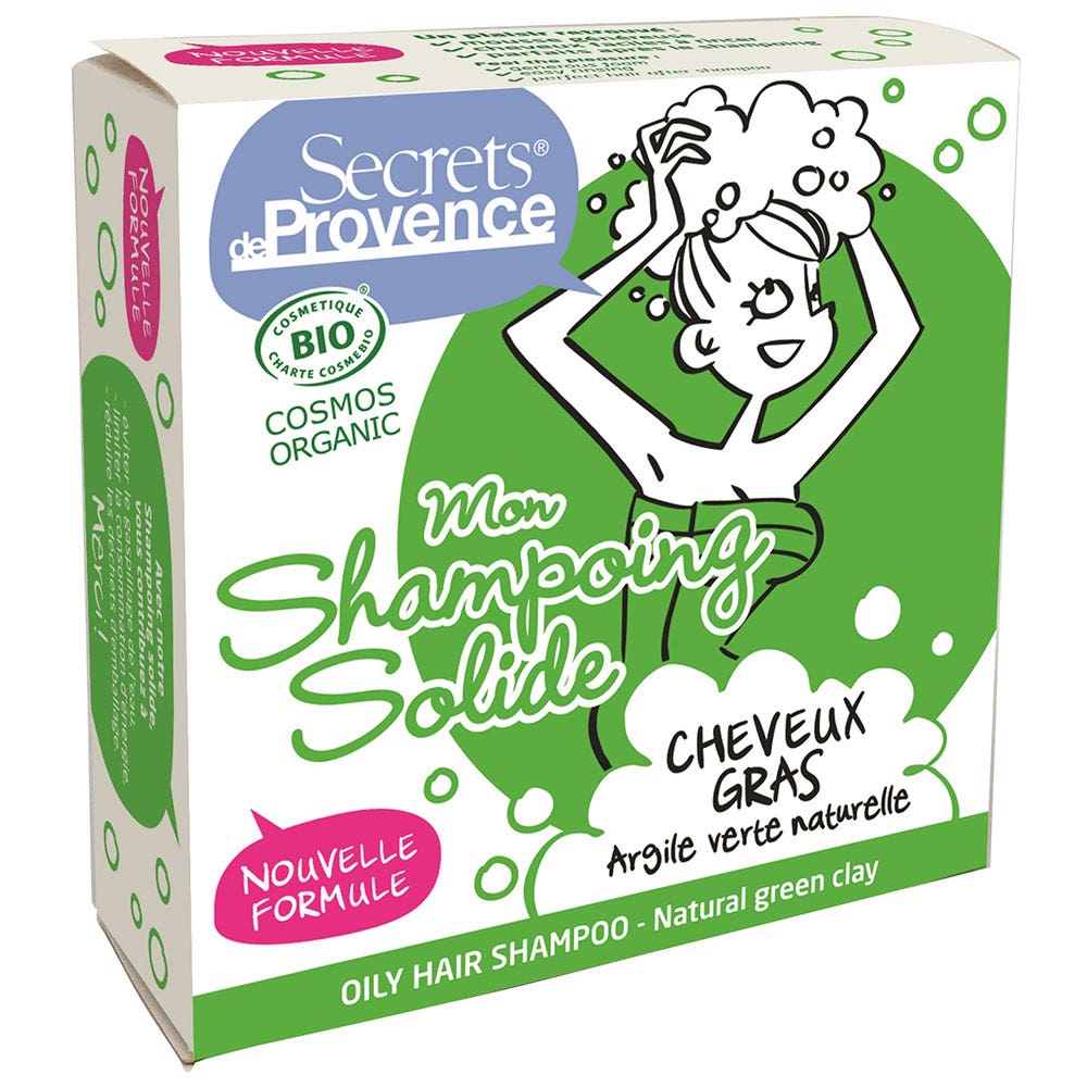 Secrets de Provence Shampoo solido per capelli grassi all'argilla verde bio 85 g