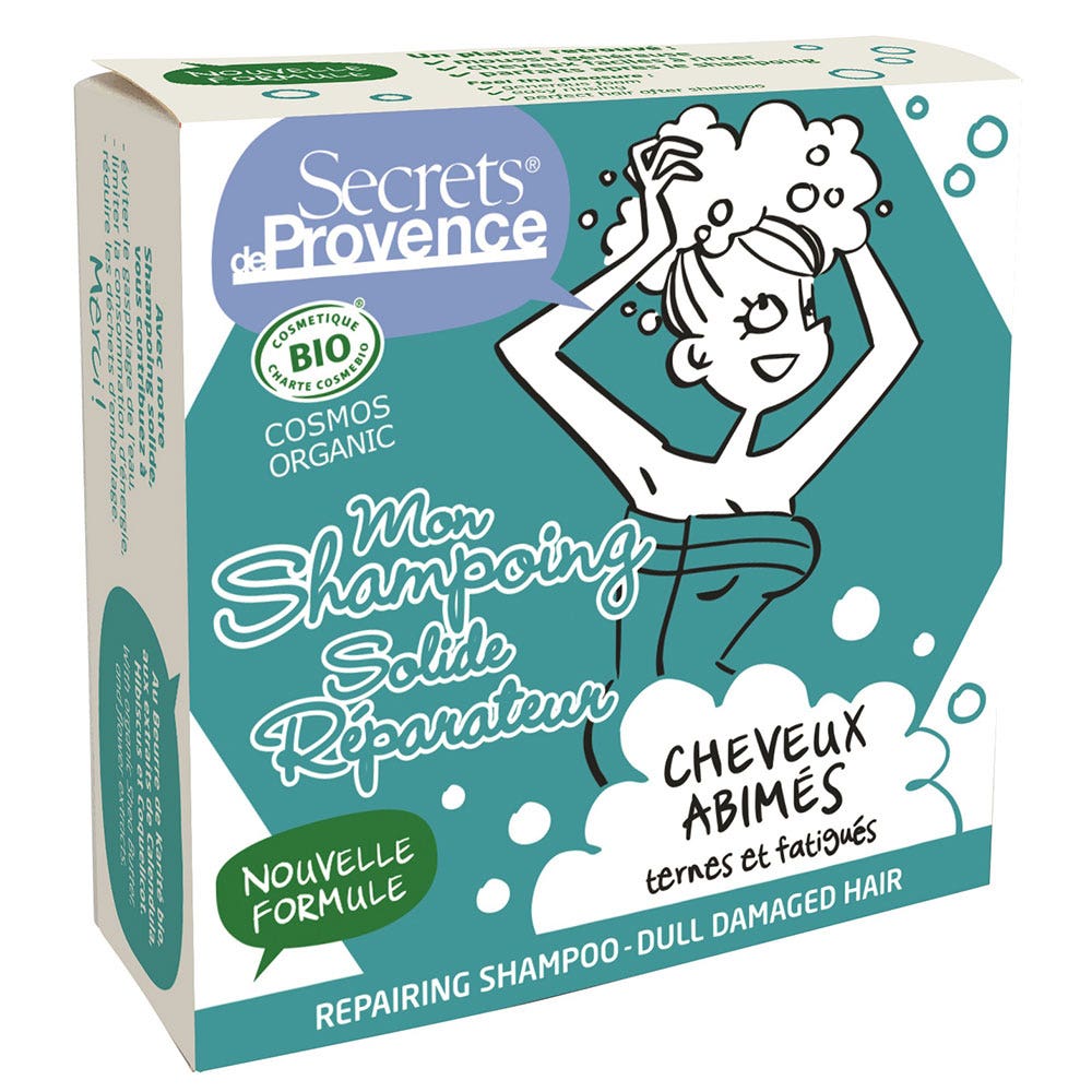 Secrets de Provence Shampoing solido riparatore per capelli danneggiati opachi e stanchi 85 g