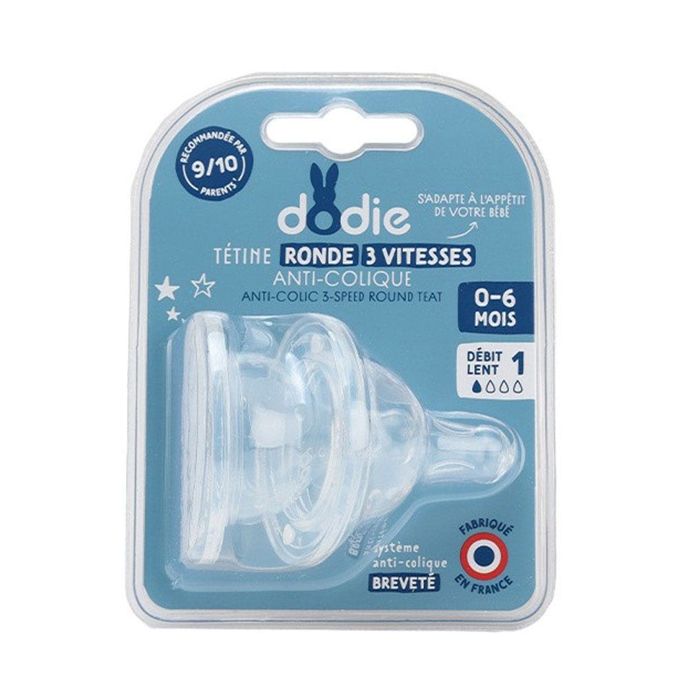 Dodie Tettarelle rotonde 3 velocità anti-coliche col grande 6 mesi e oltre x2