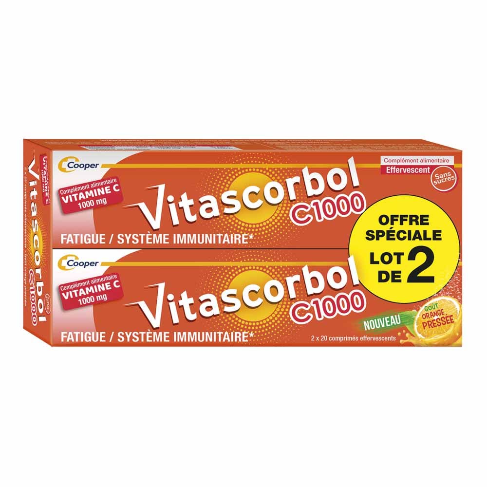 Vitascorbol Vitamine C1000 Gusto Arancia spremuta 2x20 compresse effervescenti