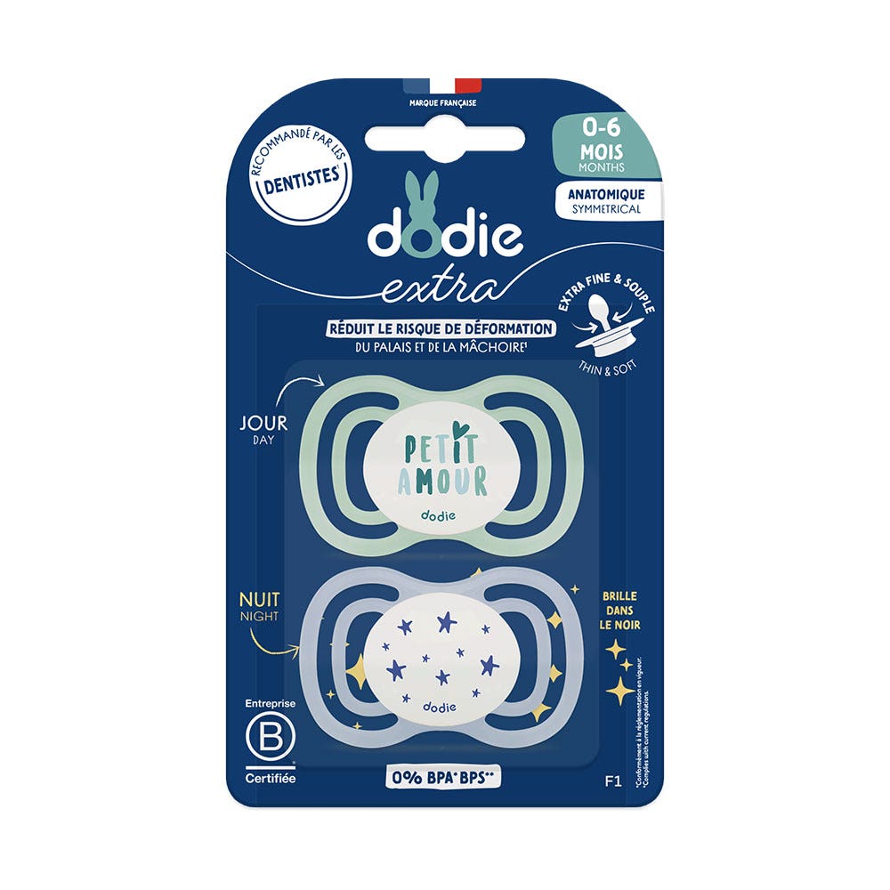 Dodie Extra Succhietti anatomici 0-6 mesi x2