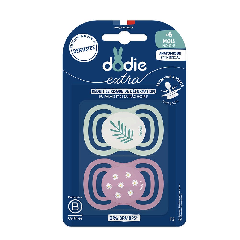 Dodie Extra Succhietti anatomici da 6 mesi in Plus x2