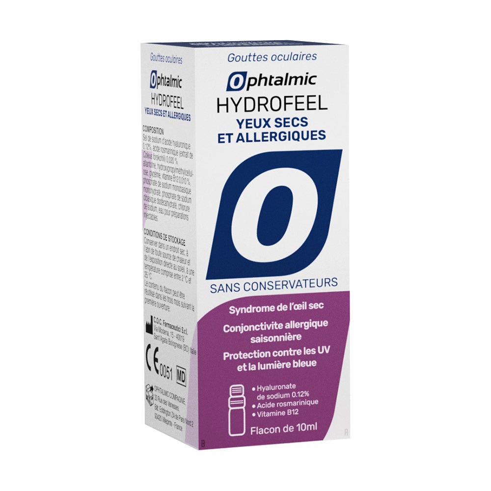 Ophtalmic Hydrofeel Gocce oculari per occhi secchi e allergici 10 mL