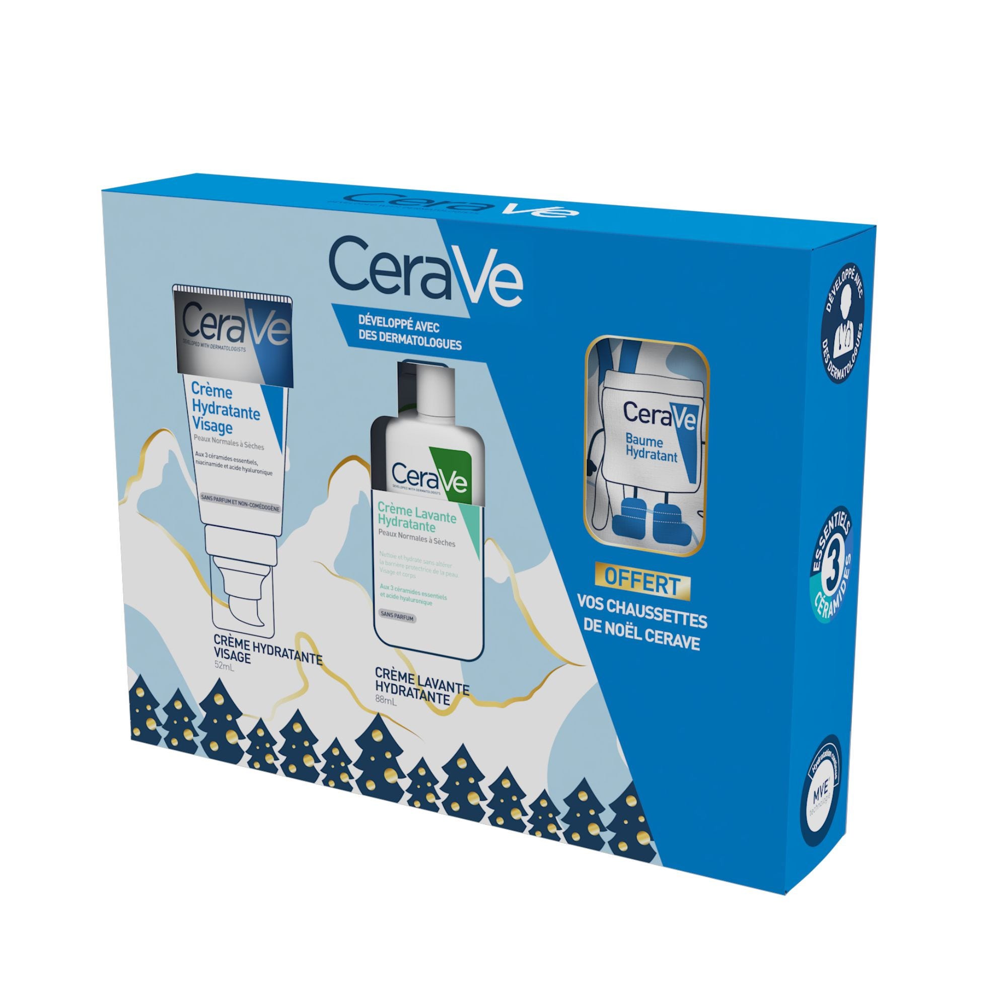 Cerave coffret crema idratante notte viso + crema lavante idratante + calzini in omaggio