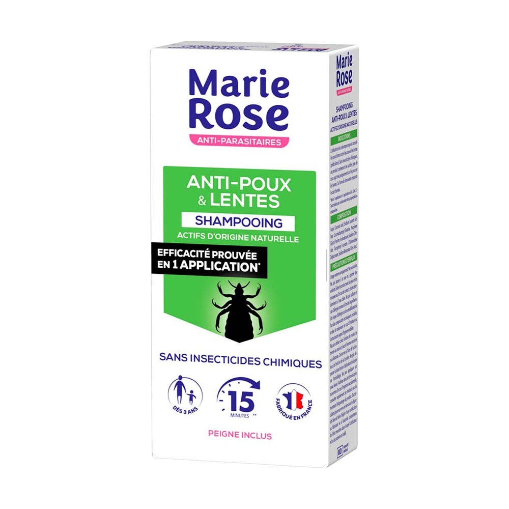 Marie Rose Shampoo ai pidocchi e alle lendini con Actifa naturali da 3 anni pettine incluso 125 ml
