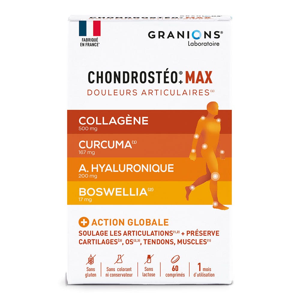 Granions Chondrostéo Maxi Collagene alla curcuma e Acido Ialuronico 60 compresse