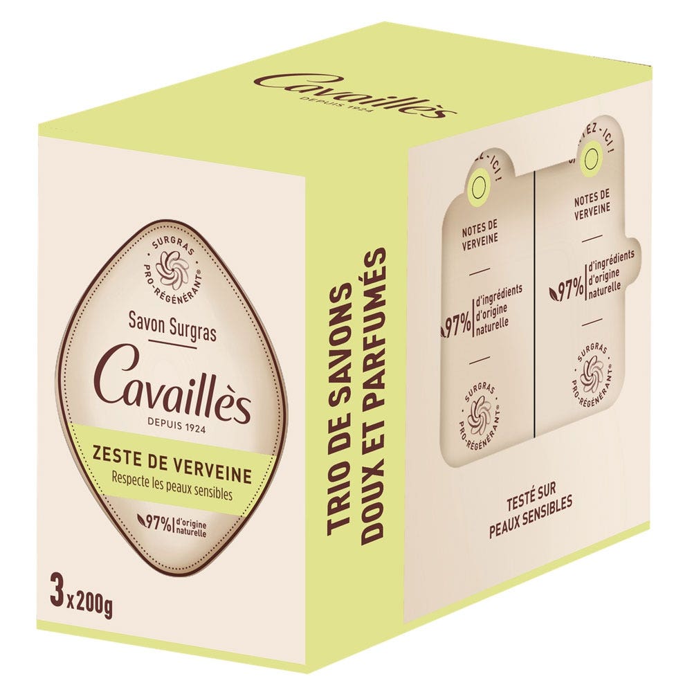Cavaillès Surgras Pro-rigenerante Sapone alla scorza di Verbena 3x200g