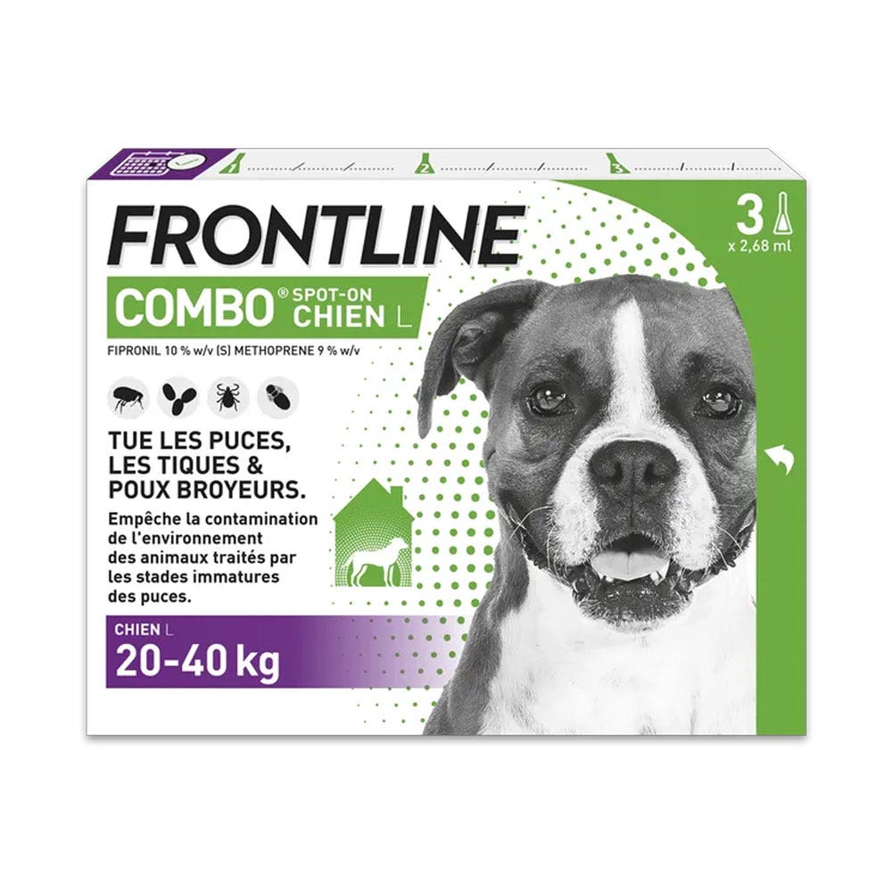 Frontline Combo spot-on cane L da 20-40 kg 3 Pipettes de 2,68ml