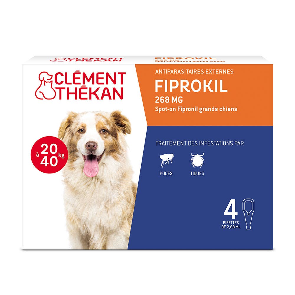 Clement-Thekan Fiprokil Antipulci e antizecche per cani 20-40 kg 2.68 ml x 4 pipette