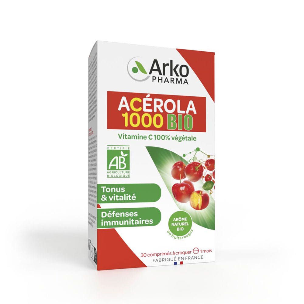 Arkopharma Azinc Acerola 1000 vitamina C naturale bio 30 Compresse Masticabili
