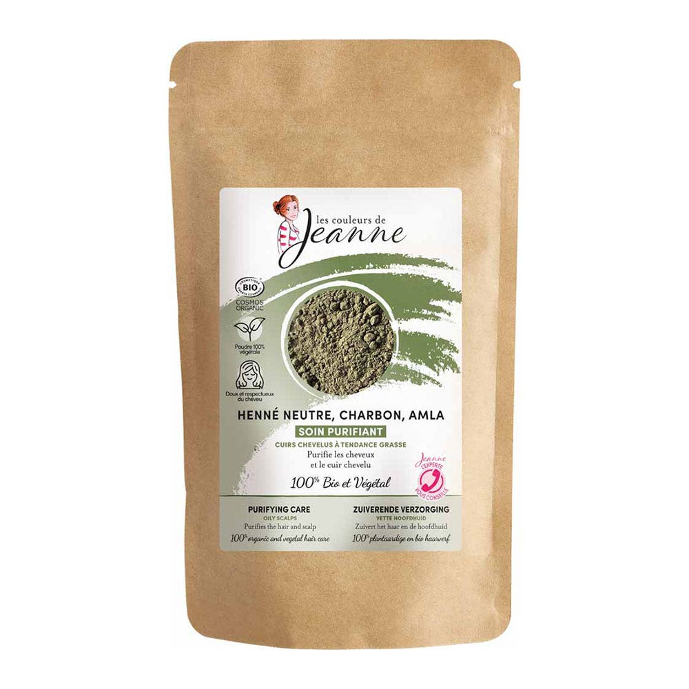 Les couleurs de Jeanne Trattamento purificante all'henné Carbone neutro e Amla bio Cuoio capelluto oleoso 100g