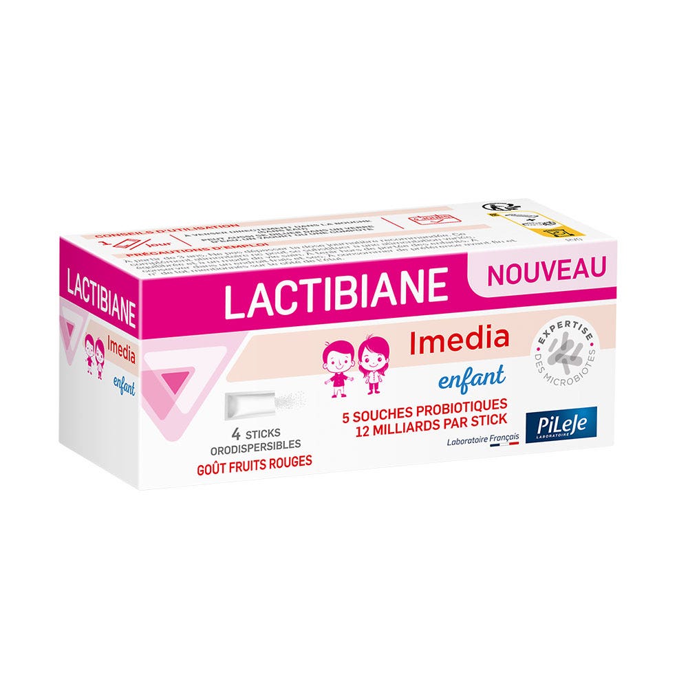 Pileje Lactibiane Bambino Imedia Frutta rossa 4 bastoncini orodispersibili