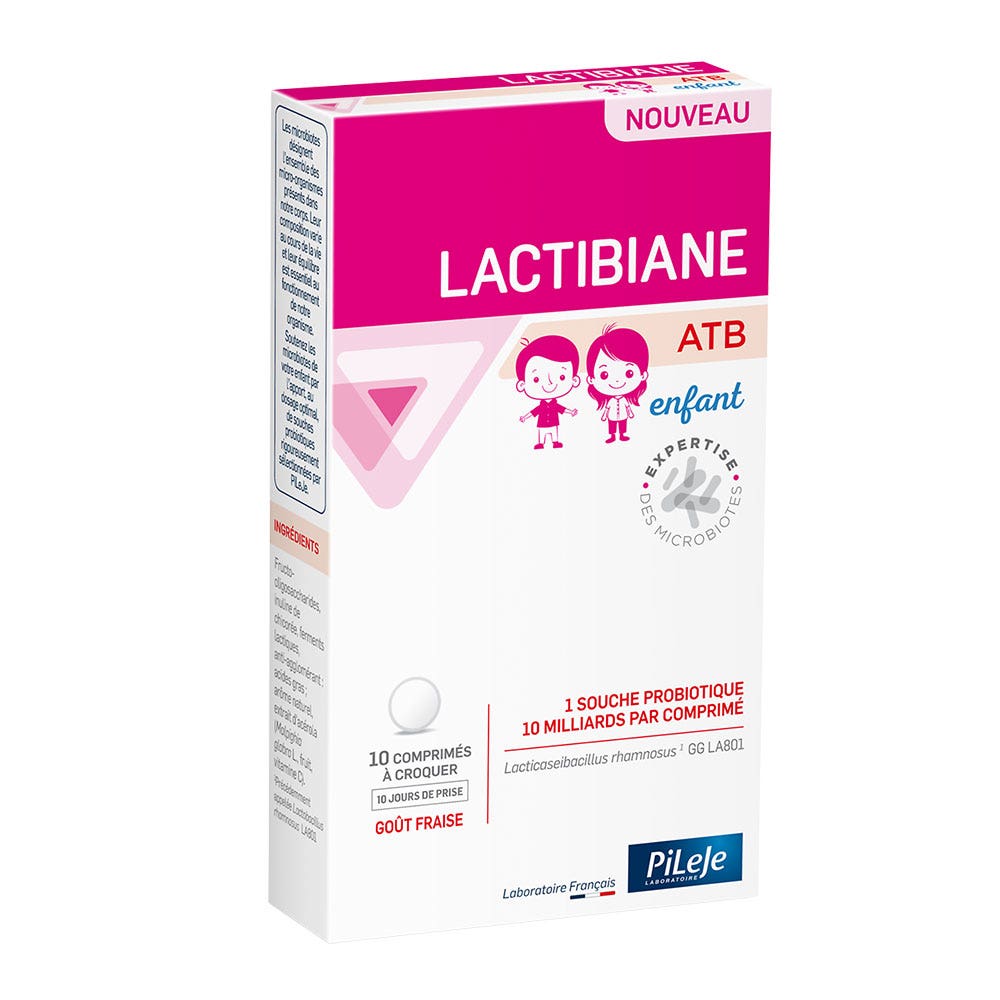 Pileje Lactibiane Bambini ATB Goût Fraise 10 compresse masticabili