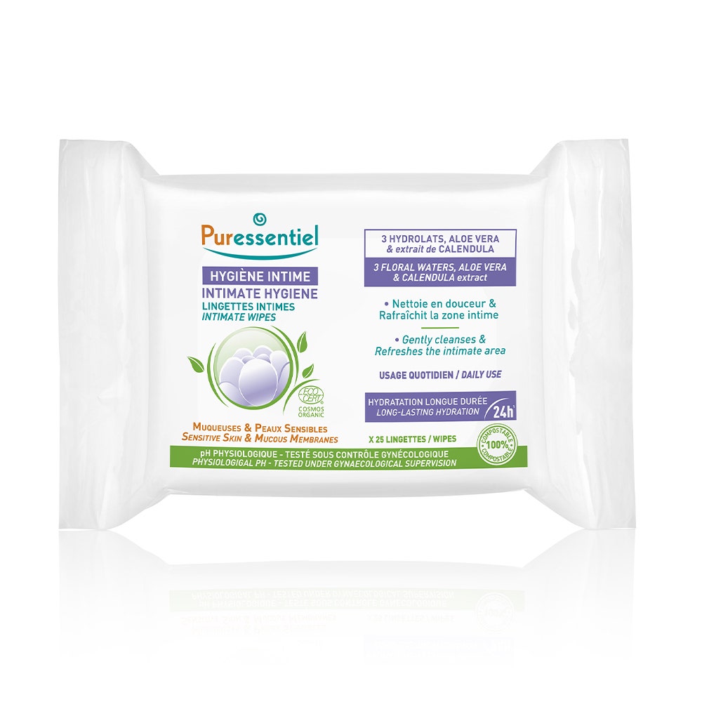 Puressentiel Igiene intima Salviette intime quotidiane biologiche Pelle Sensibile x25