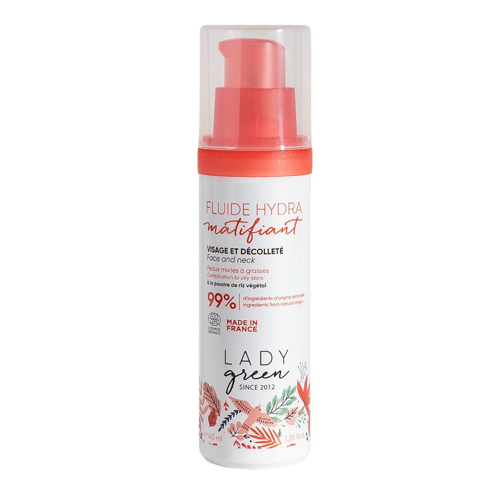 Lady Green Crema fluida idratante opacizzante viso e décolleté bio per pelli miste o grasse 40 ml